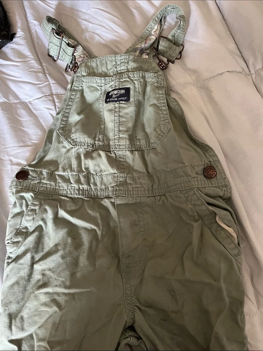 OshKosh B'gosh Men's Olive Green Cargo Short Overalls